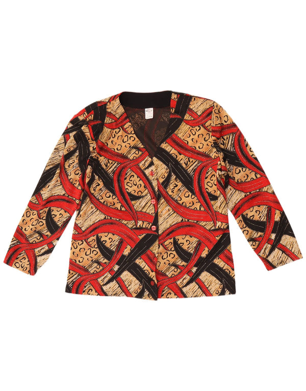 Vintage mujer patrón abstracto camisa blusa Reino Unido 14 grande multicolor