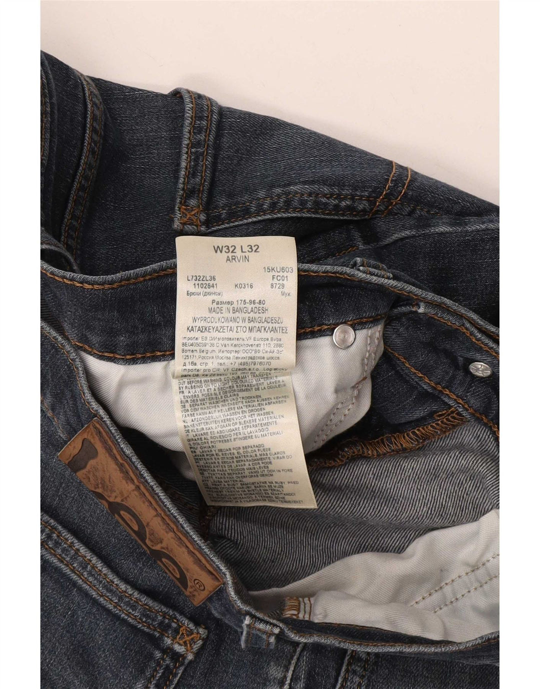 Vaqueros Lee Arvin Slim para Hombre W32 L32 Algodón Azul Marino