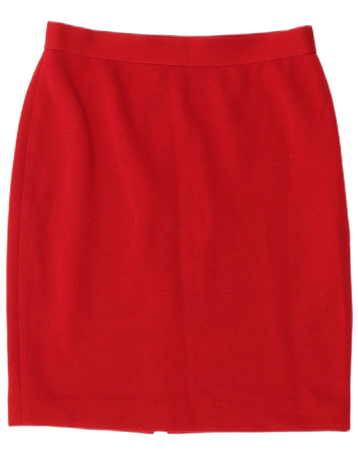 Falda lápiz vintage para mujer W32 lana roja grande