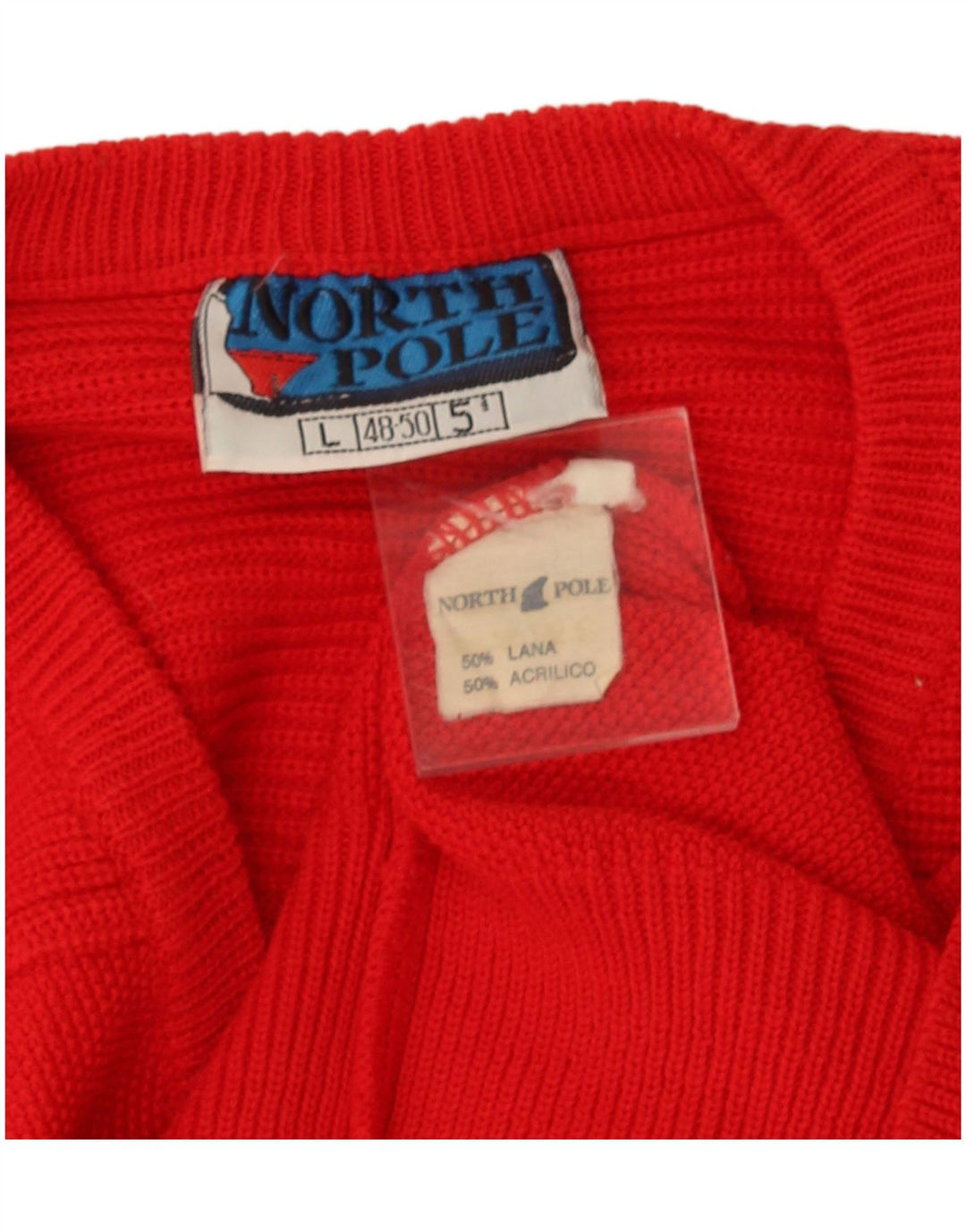 Polo Norte para hombre con cuello en V suéter grande de lana roja