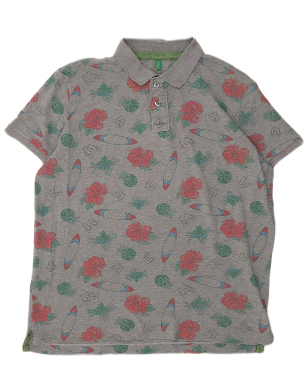 Benetton Polo Regular Fit Hombre XL Gris Floral