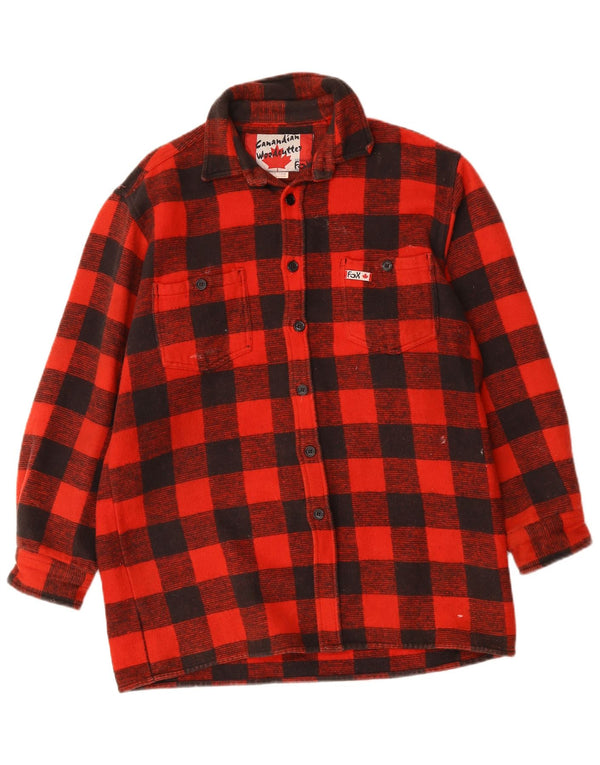 CANADIAN Camisa de franela de leñador para hombre Algodón a cuadros rojos grandes