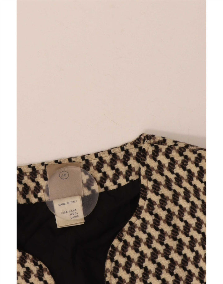 Poi By Krizia Chaqueta tipo blazer corta para mujer IT 40 Small Beige Houndstooth