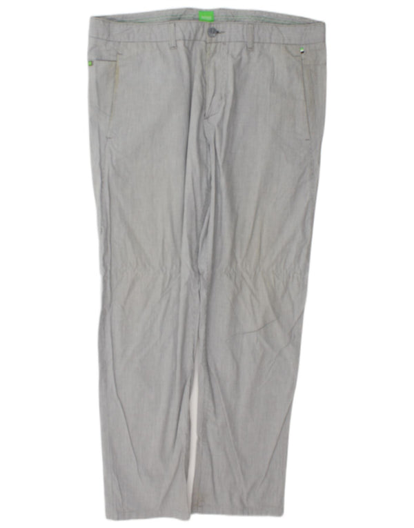 Hugo Boss Pantalón chino ajustado para hombre EU 54 2XL W42 L30 Algodón a rayas azules