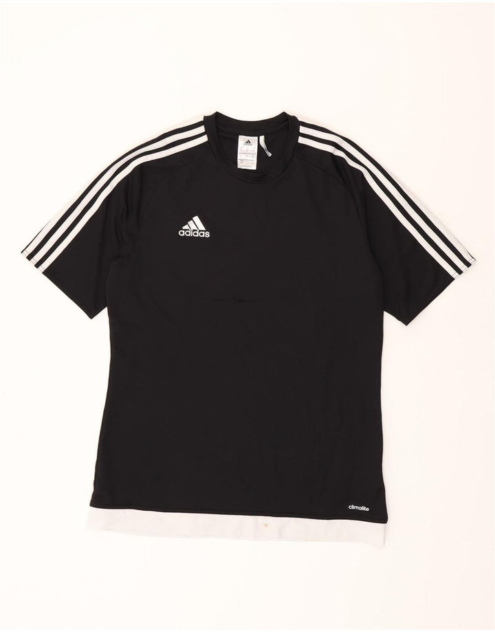 Camiseta ADIDAS Climalite para hombre Top medio negro color block poliéster