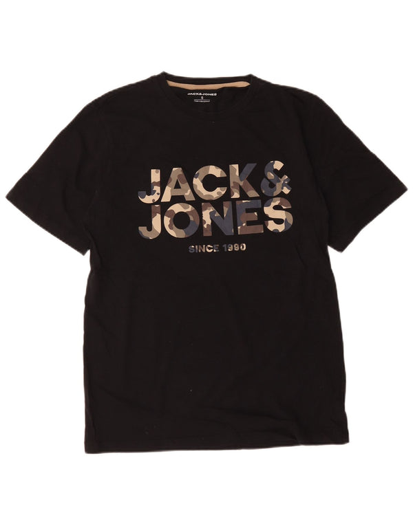 Jack & Jones - Camiseta gráfica para hombre, talla pequeña, algodón negro