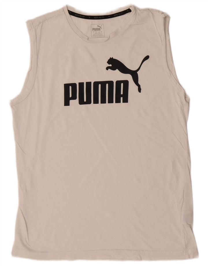 Puma Hombre Gráfico Chaleco Top Grande Algodón Blanco