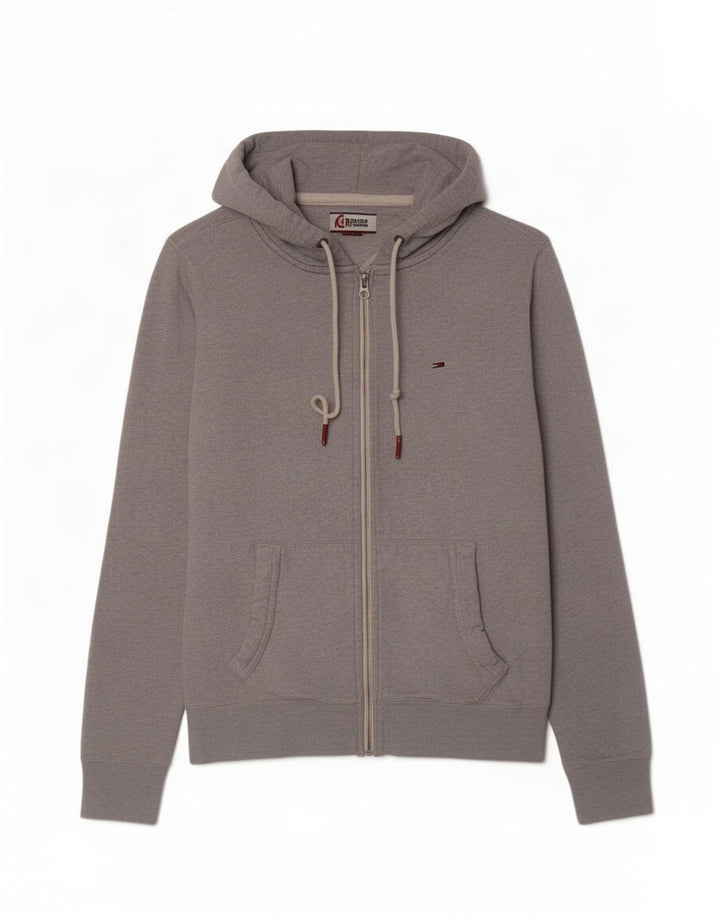 Tommy Hilfiger Suéter con capucha y cremallera para hombre Gris medio