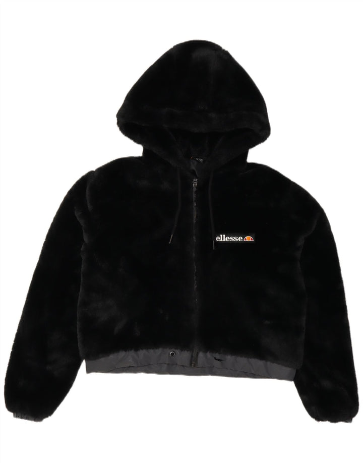Ellesse Chaqueta bomber extragrande con capucha y osito de peluche para mujer UK 8 Small Negro