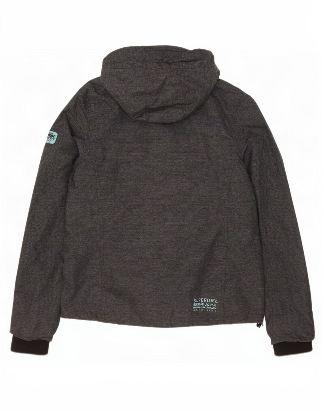 Superdry Chaqueta impermeable con capucha para mujer, talla 46, nailon gris grande