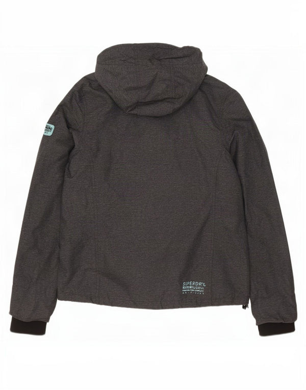 Superdry Chaqueta impermeable con capucha para mujer, talla 46, nailon gris grande