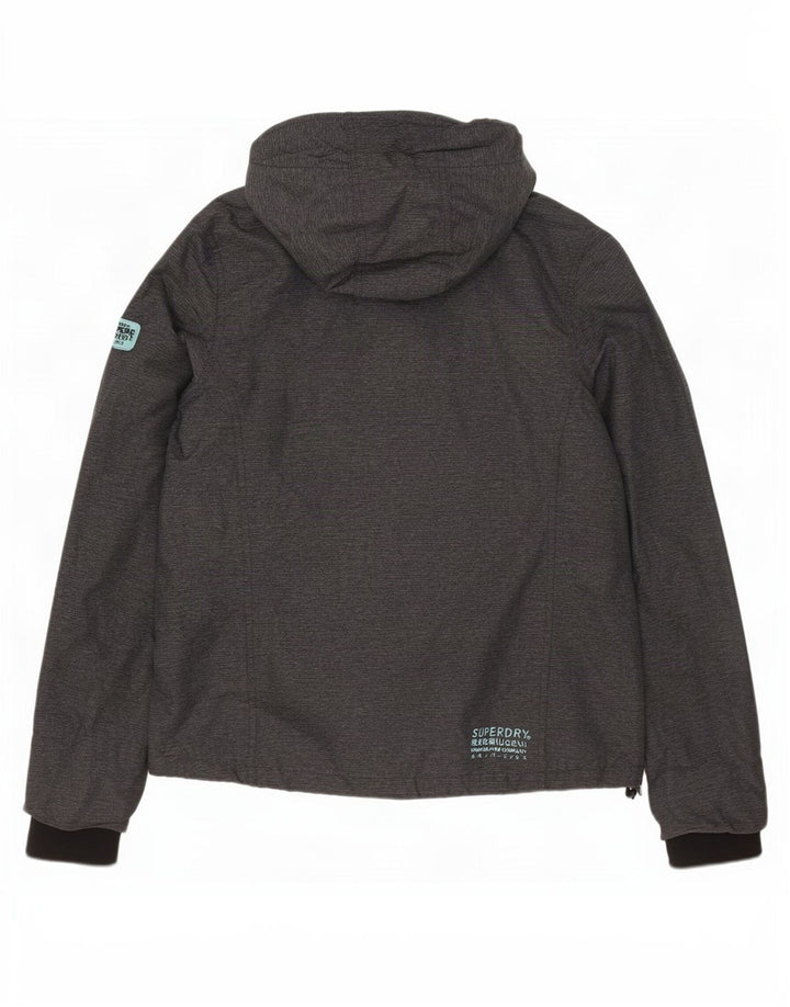Superdry Chaqueta impermeable con capucha para mujer, talla 46, nailon gris grande