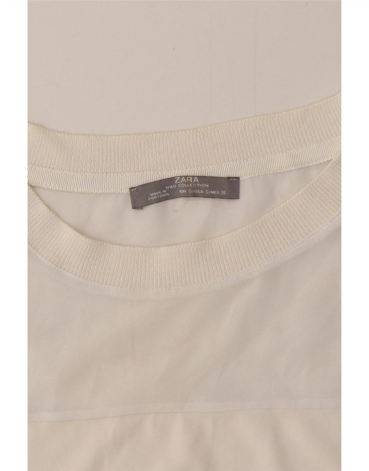 Zara Mujer Sudadera Jumper UK 10 Small Blanco
