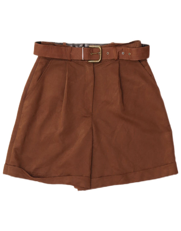 Vintage mujer cintura alta pegado chino pantalones cortos IT 44 Medio W26 Marrón