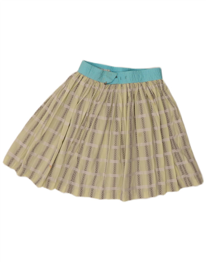 Vintage mujer falda plisada W26 pequeño cheque verde