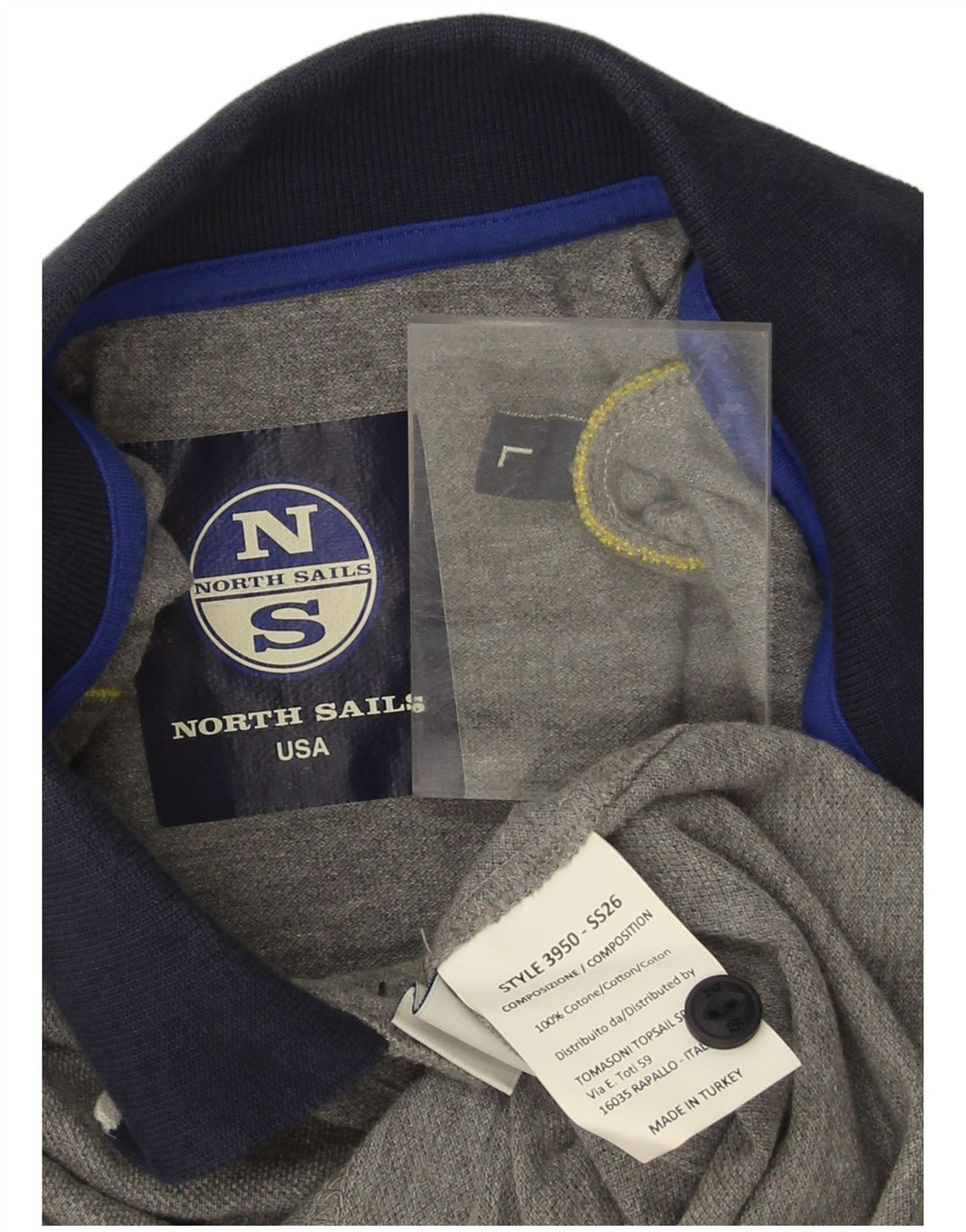 North Sails Polo gráfico para hombre de algodón gris grande