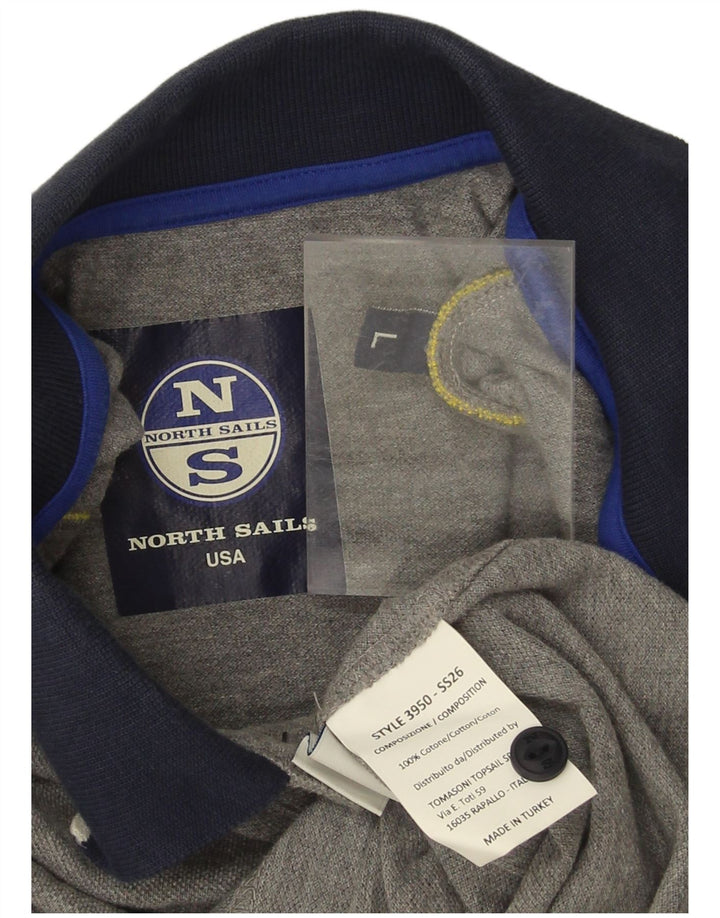 North Sails Polo gráfico para hombre de algodón gris grande