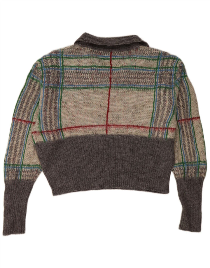 Zara Suéter Corto De Gran Tamaño Con Cuello Polo Para Mujer UK 44 Medium Grey Check
