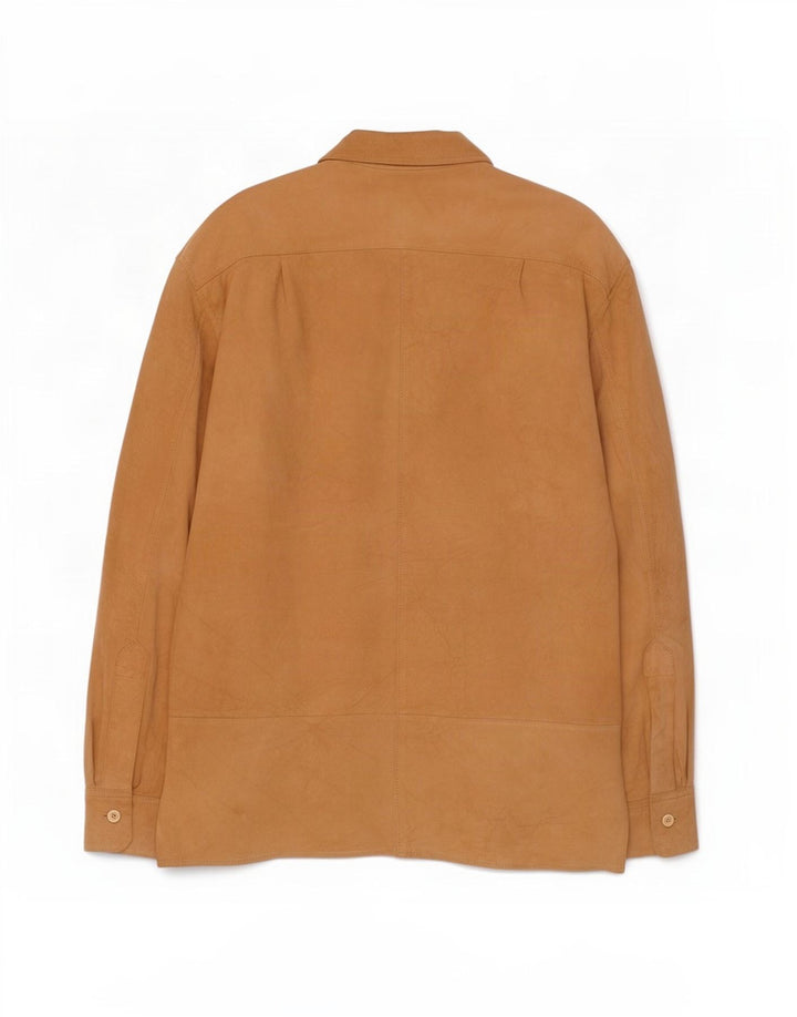 Camisa vintage de ante para hombre de cuero beige grande