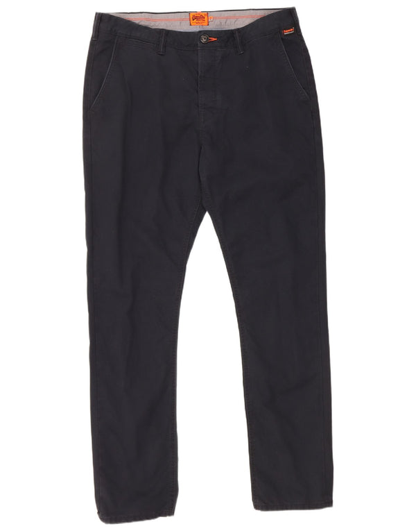 Superdry Pantalón chino ajustado para hombre XL W36 L31 Algodón azul marino