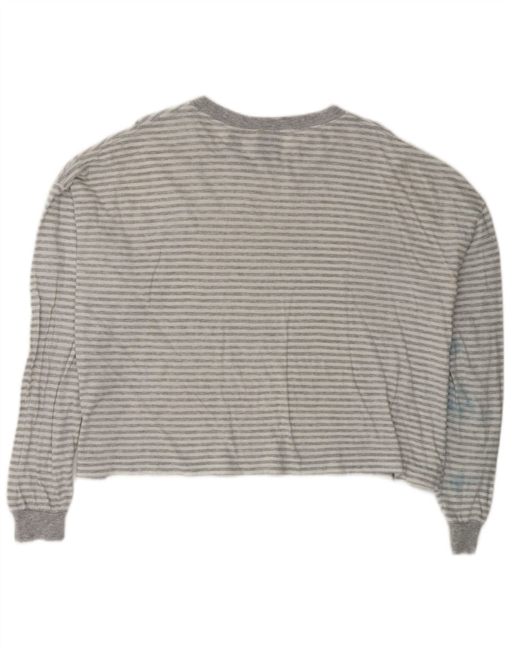 QUIKSILVER Top corto extragrande para mujer de manga larga UK 44 Gris medio a rayas