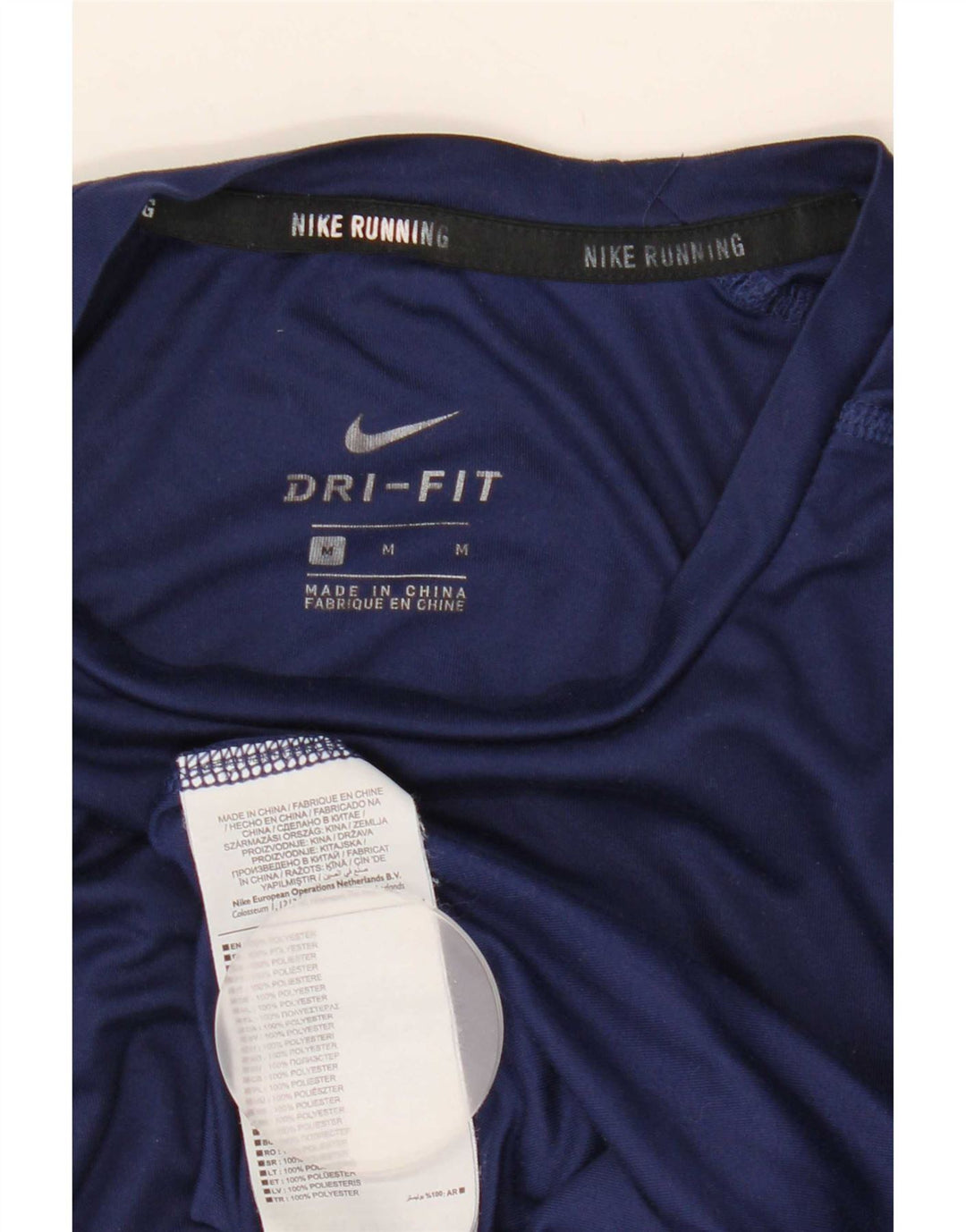 Camiseta Nike Dri Fit para hombre de manga larga de poliéster azul marino medio