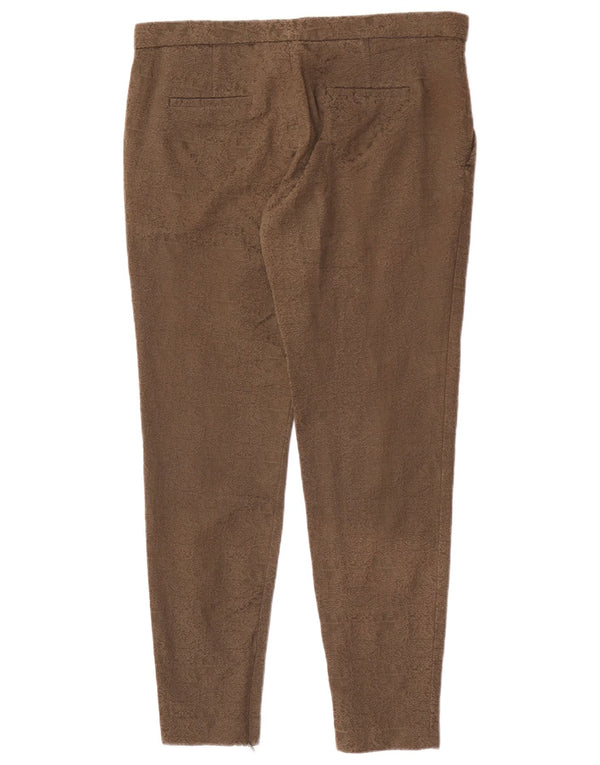 Zara Mujer Pantalón Chino Slim Grande W34 L29 Algodón Floral Caqui