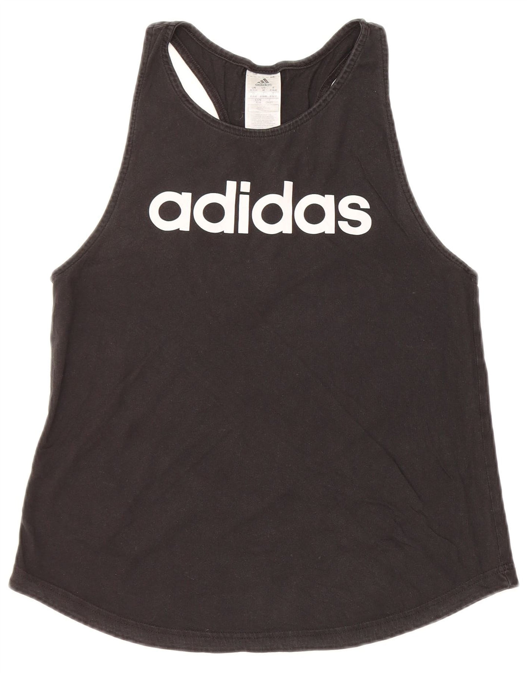 ADIDAS Camiseta sin mangas gráfica para mujer Reino Unido 12/14 Algodón negro mediano