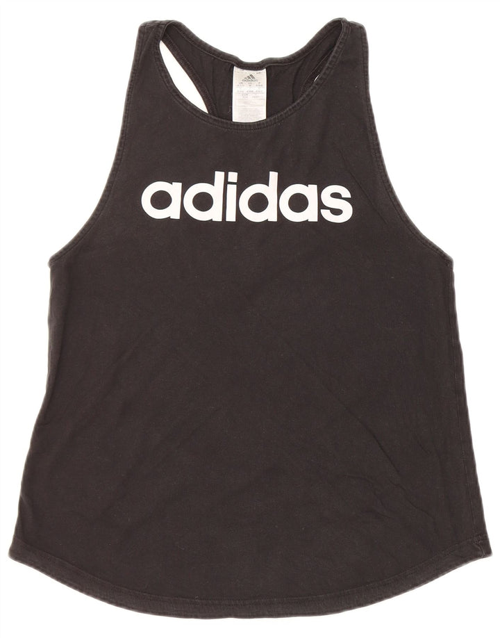ADIDAS Camiseta sin mangas gráfica para mujer Reino Unido 12/14 Algodón negro mediano