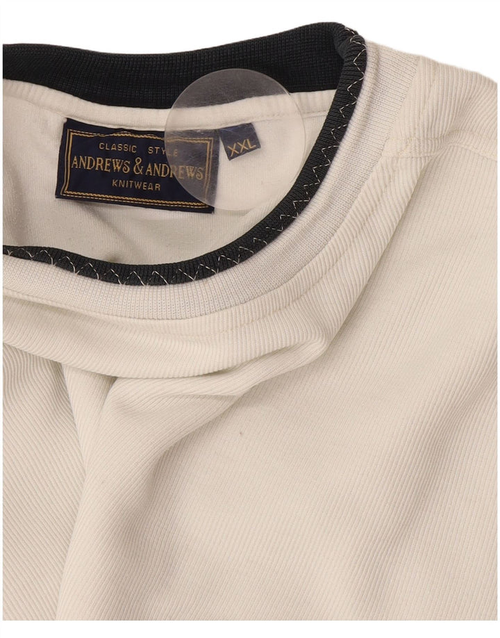 Vintage hombres sudadera jumper 2XL algodón blanco