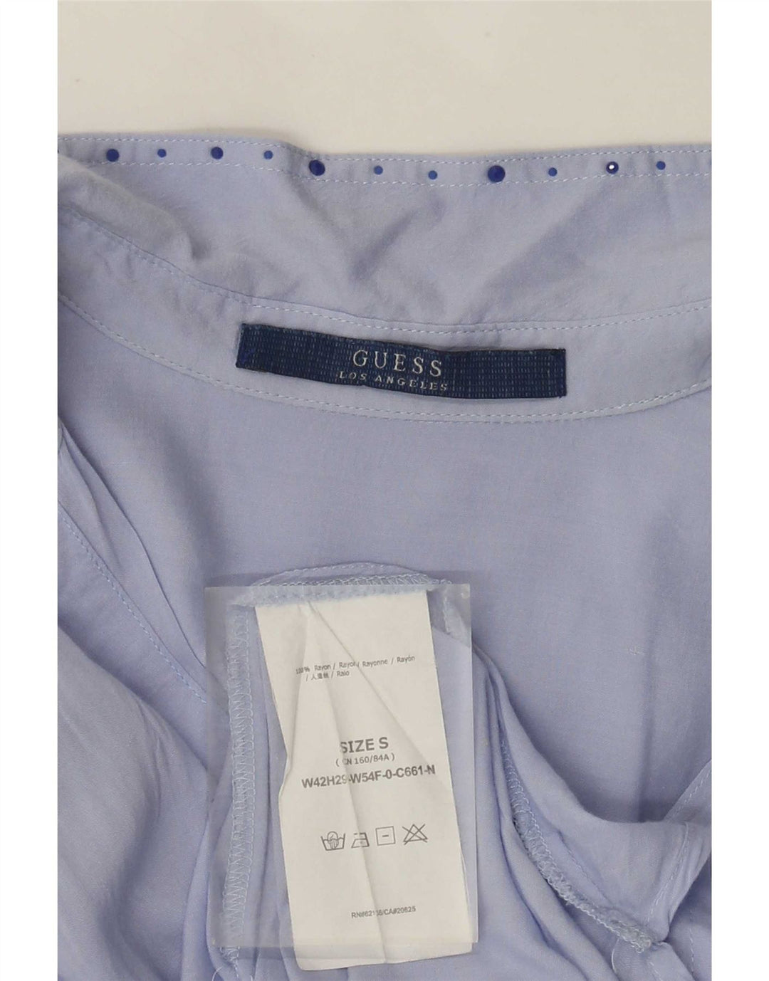 Guess Top tipo túnica extragrande con manga 3/4 para mujer UK 10 Small Blue Spotted Rayon
