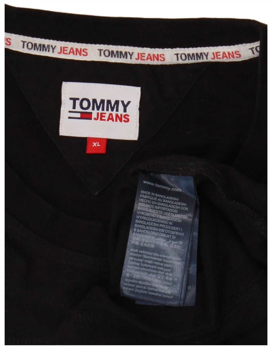 TOMMY HILFIGER Top gráfico para hombre manga larga XL Algodón negro