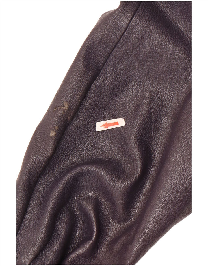 Vintage mujer 2 botones cuero Blazer chaqueta Reino Unido 8 pequeño púrpura