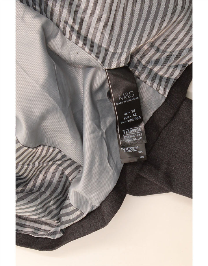 Marks & Spencer Chaqueta tipo blazer con 1 botón para mujer, talla 44, talla grande, color gris moteado
