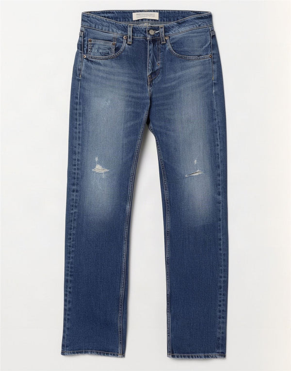 Adidas Jeans rectos desgastados para hombre W27 L31 Algodón azul
