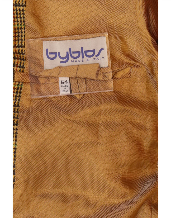 BYBLOS Chaqueta tipo blazer de 3 botones para hombre IT 54 2XL Pata de gallo amarilla