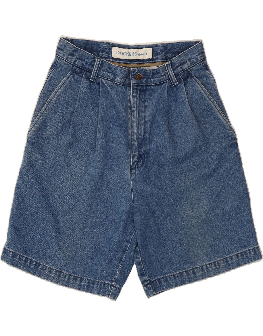 DOCKERS Womens Khakis High Waist Denim Shorts W29 Medium Blue Cotton Vintage Dockers and Second-Hand Dockers from Messina Hembry 