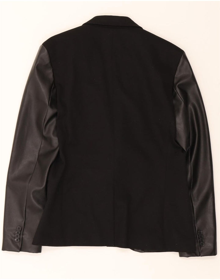 ZARA Mens 1 Button Blazer Jacket UK 40 Large Black Colourblock Polyester Vintage Zara and Second-Hand Zara from Messina Hembry 
