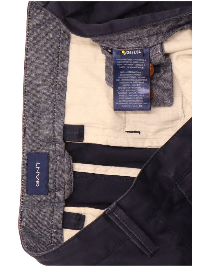 Gant Pantalón chino recto para hombre W34 L34 Algodón azul marino