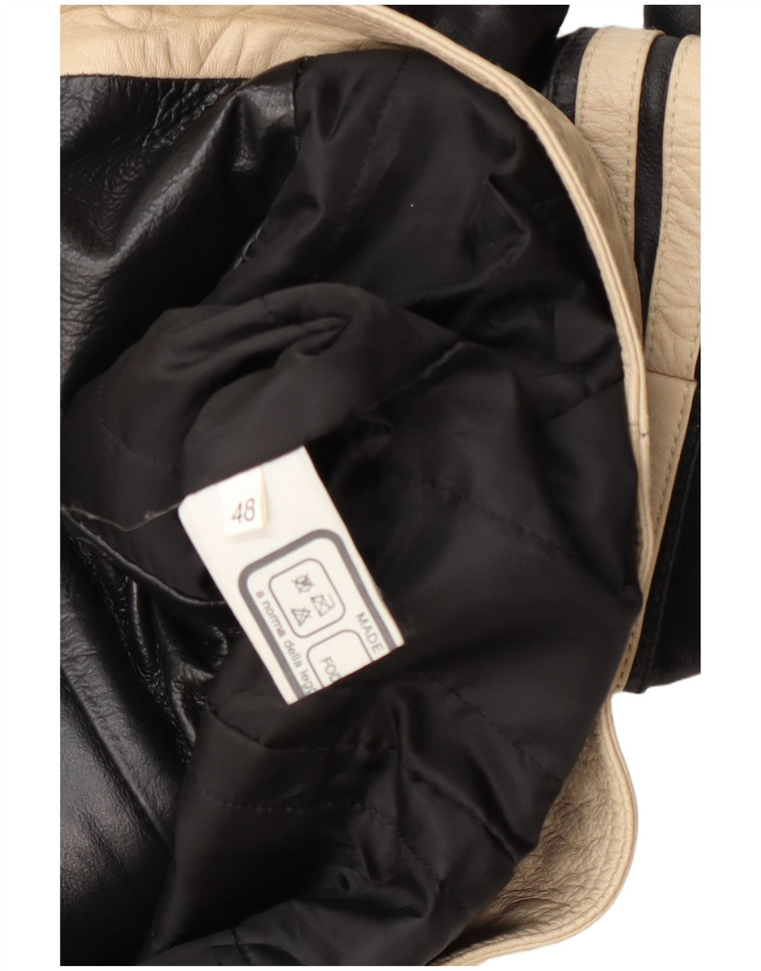 Chaqueta de cuero vintage para mujer IT 48 XL Bloque de color negro