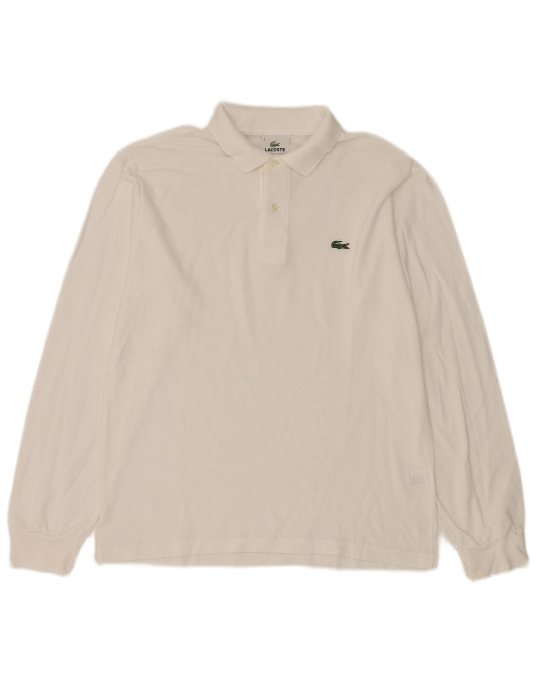 LACOSTE Polo de manga larga para hombre talla 3 pequeño algodón blanco