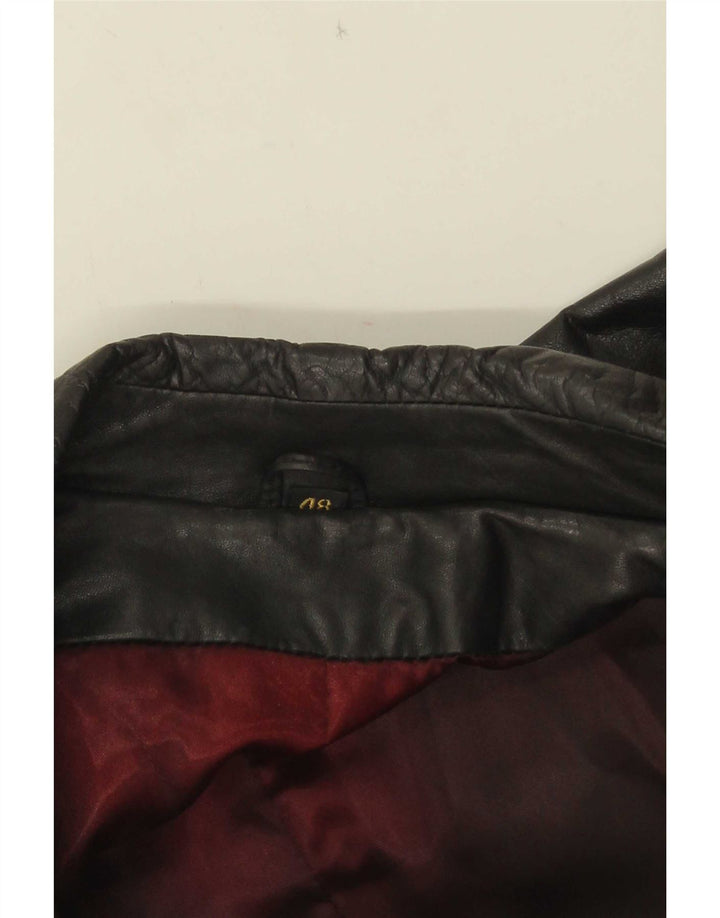 Vintage mujer abrigo de cuero de doble pecho IT 48 XL Negro