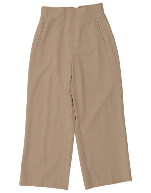 Zara Mujer Pantalones Cortos De Cintura Alta Pequeño W26 L25 Beige