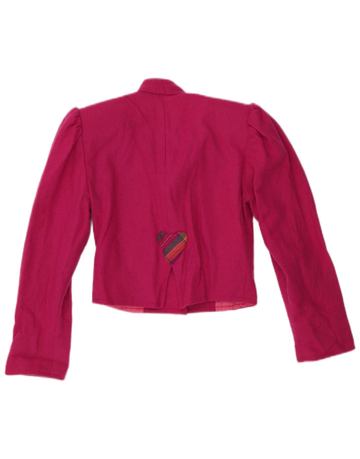 VINTAGE Mujer Crop 2 Botón Blazer Chaqueta Reino Unido 6 XS Rosa
