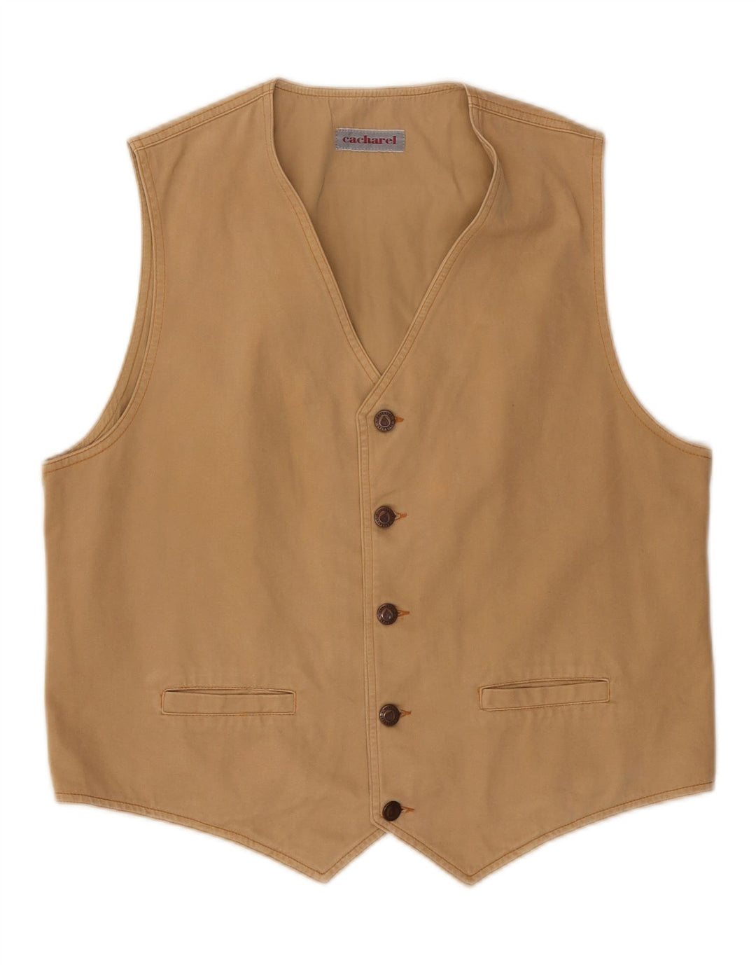 CACHAREL Chaleco Hombre Grande Algodón Beige