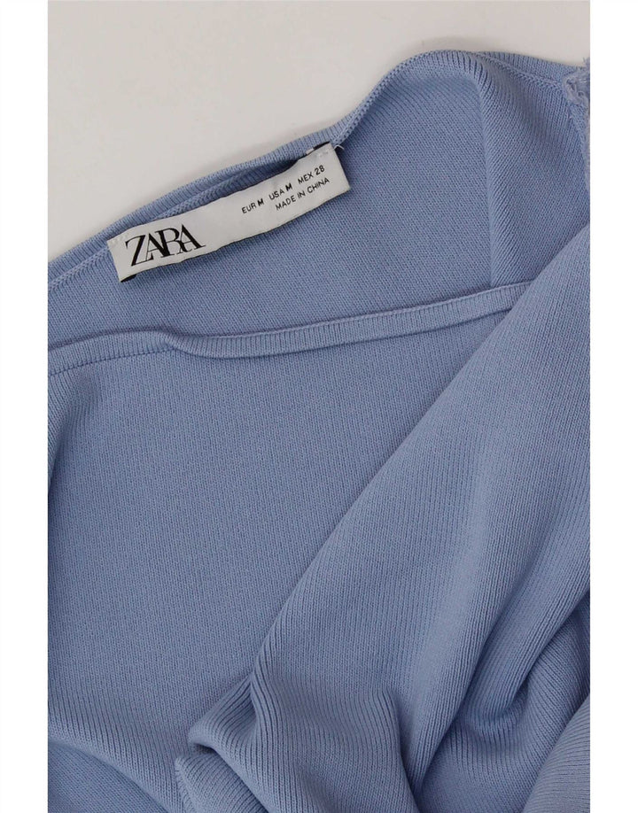 Zara Top corto con hombros descubiertos para mujer Reino Unido 42 Azul medio Colorblock