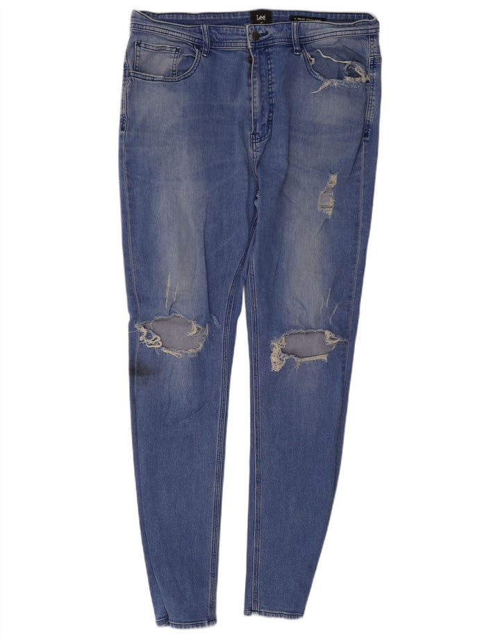 Vaqueros pitillo desgastados para mujer Lee W36 L30 Algodón azul