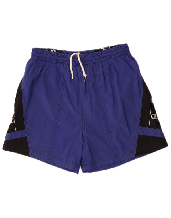 Champion Shorts deportivos con gráficos para hombre, talla grande, color azul, deportivos de poliamida