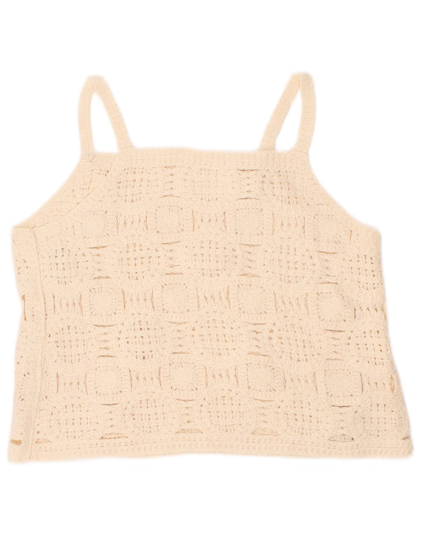 Zara Top Cami De Ganchillo Para Niñas 6-7 Años Blanco Roto Floral