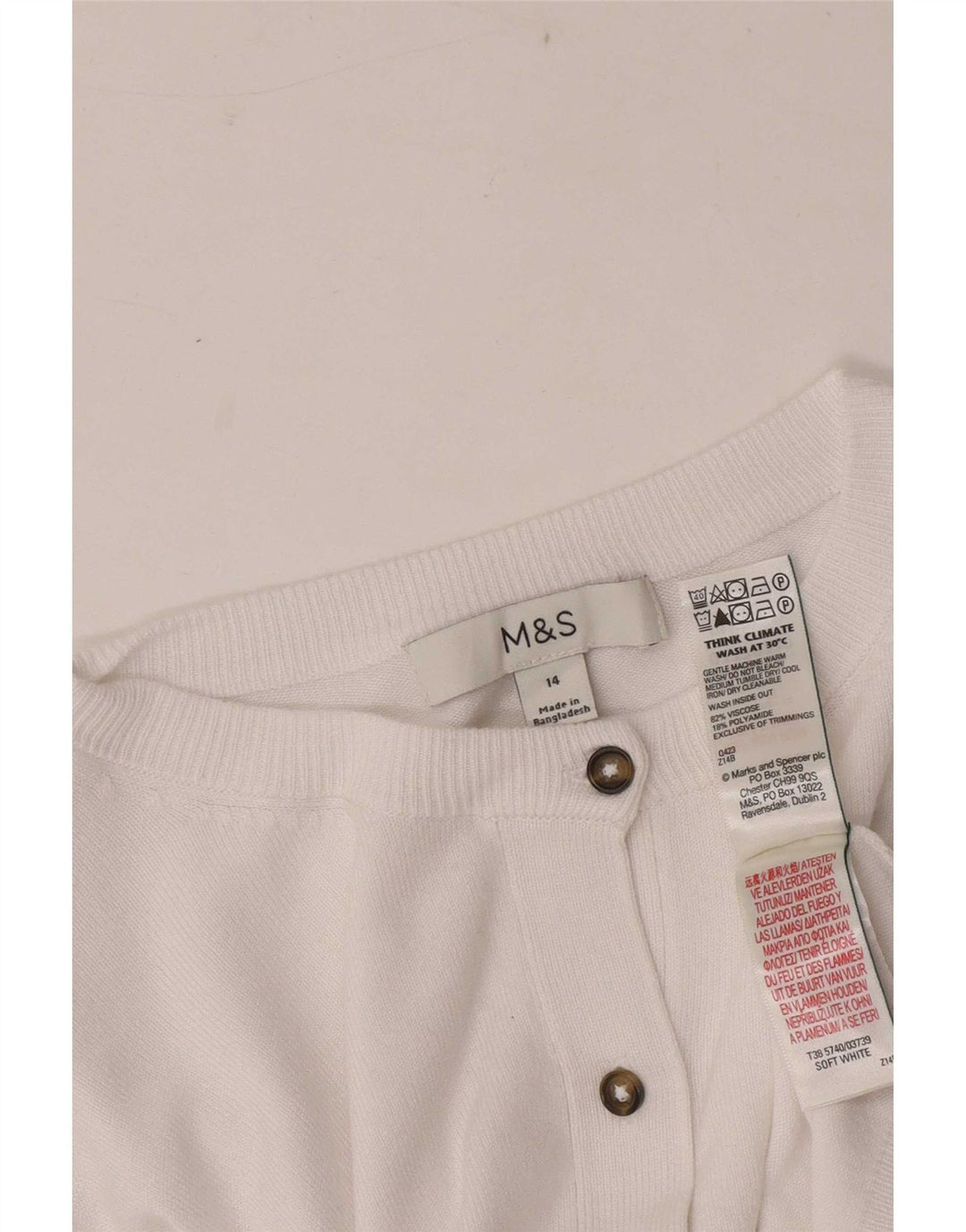 Marks & Spencer - Cárdigan para mujer, talla 40, viscosa blanca mediana